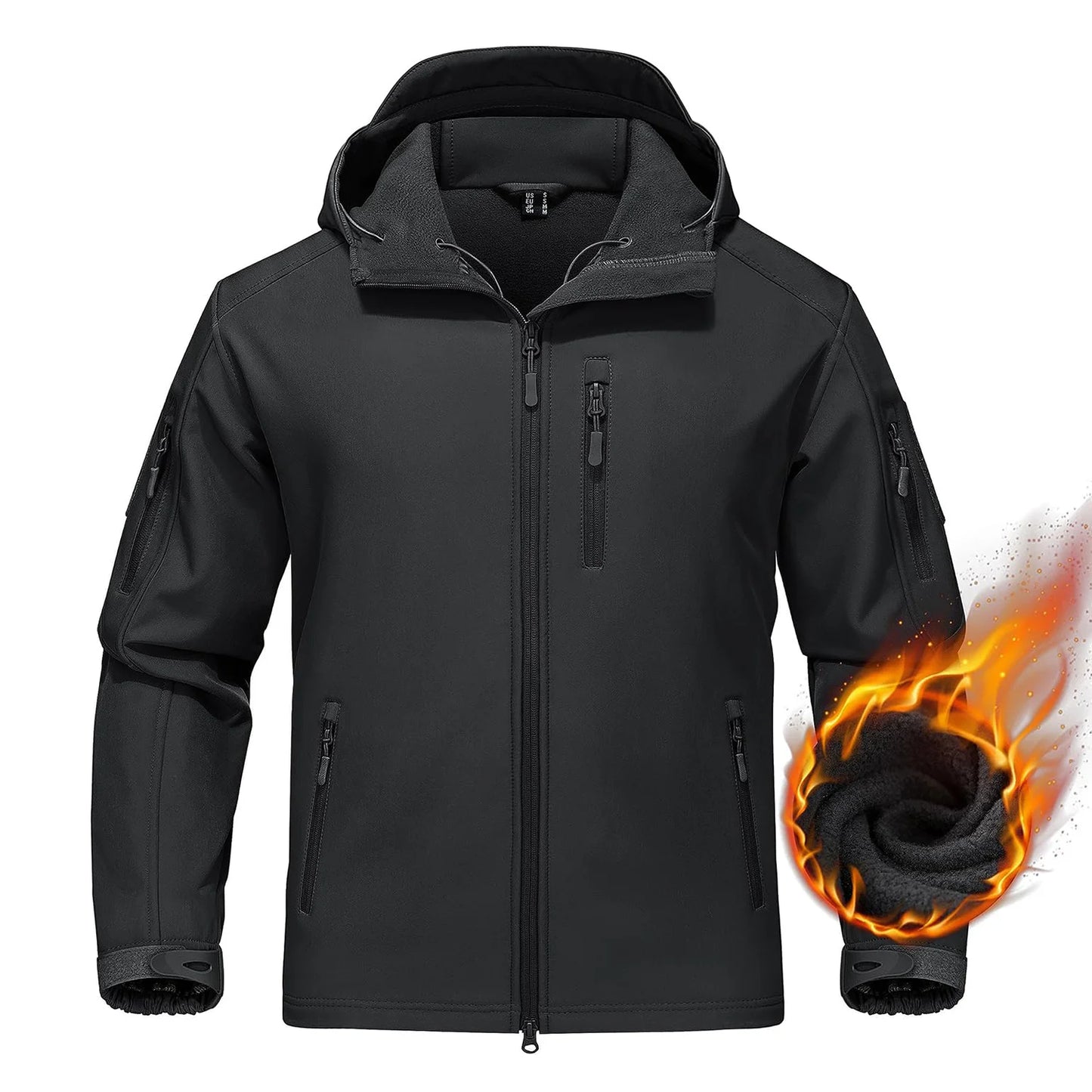 Men’s Waterproof Softshell Fleece Jacket – Hooded, Multi-Pocket, Outdoor Ready