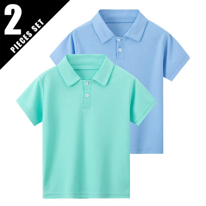 Kids’ Solid Color Short Sleeve Polo Shirt