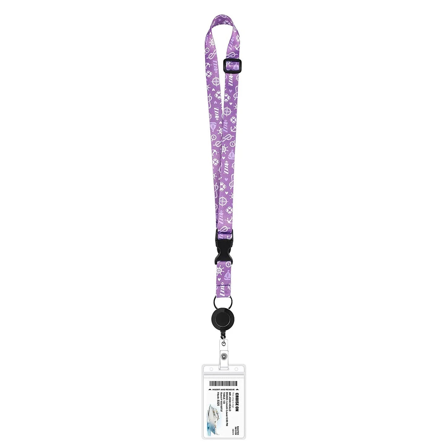 Nautical Print Retractable Cruise Lanyard – Waterproof ID Card Holder