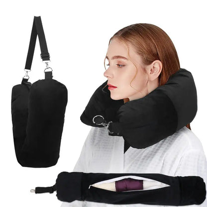 Fillable Travel Neck Pillow Organizer – Carry-On Clothes Stuff Sack, Adjustable Strap
