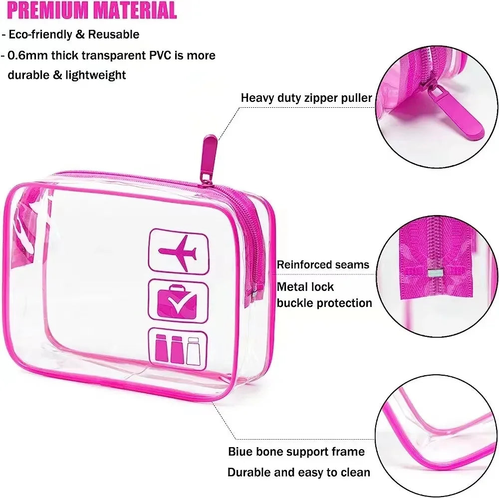 Clear PVC Travel Toiletry Bag – Zip Pouch for Cruise & Air Travel