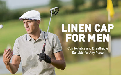 Men's Linen Flat Cap – Lightweight Newsboy Style