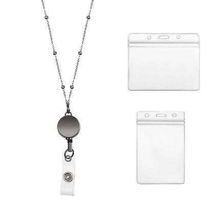 Stainless Steel Beaded Retractable Cruise Lanyard – Waterproof ID Badge Holder