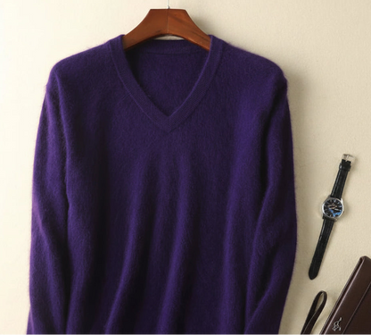 Men’s V-Neck Knit Pullover – Soft Touch, Smart Casual