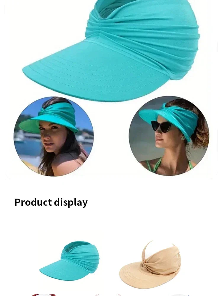 Women’s Foldable Sun Visor Hat – Wide Brim UV Protection