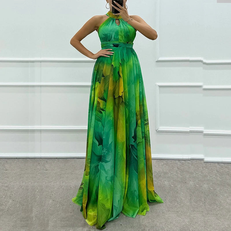 Vintage Boho Halter Maxi Dress