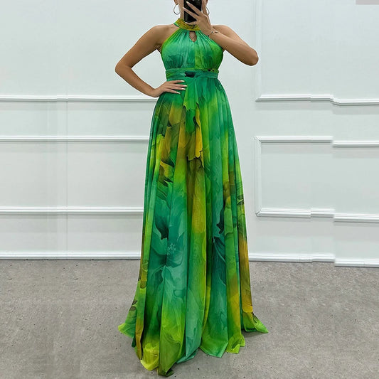 Vintage Boho Halter Maxi Dress