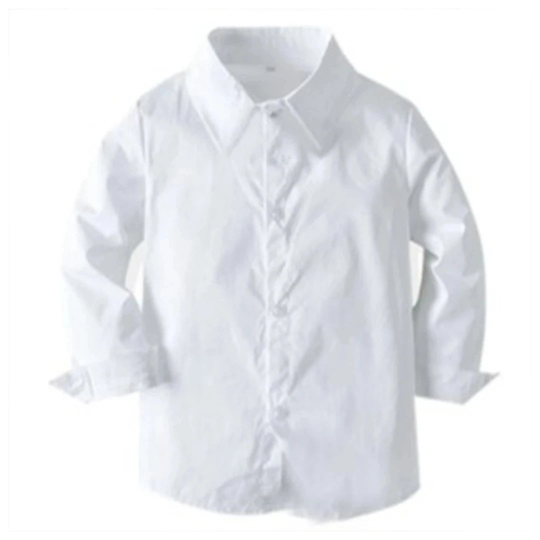 Boys White Formal Outfit Set – Shirt, Bow Tie & Suspenders