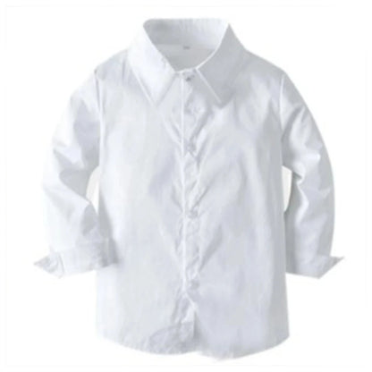 Boys White Formal Outfit Set – Shirt, Bow Tie & Suspenders