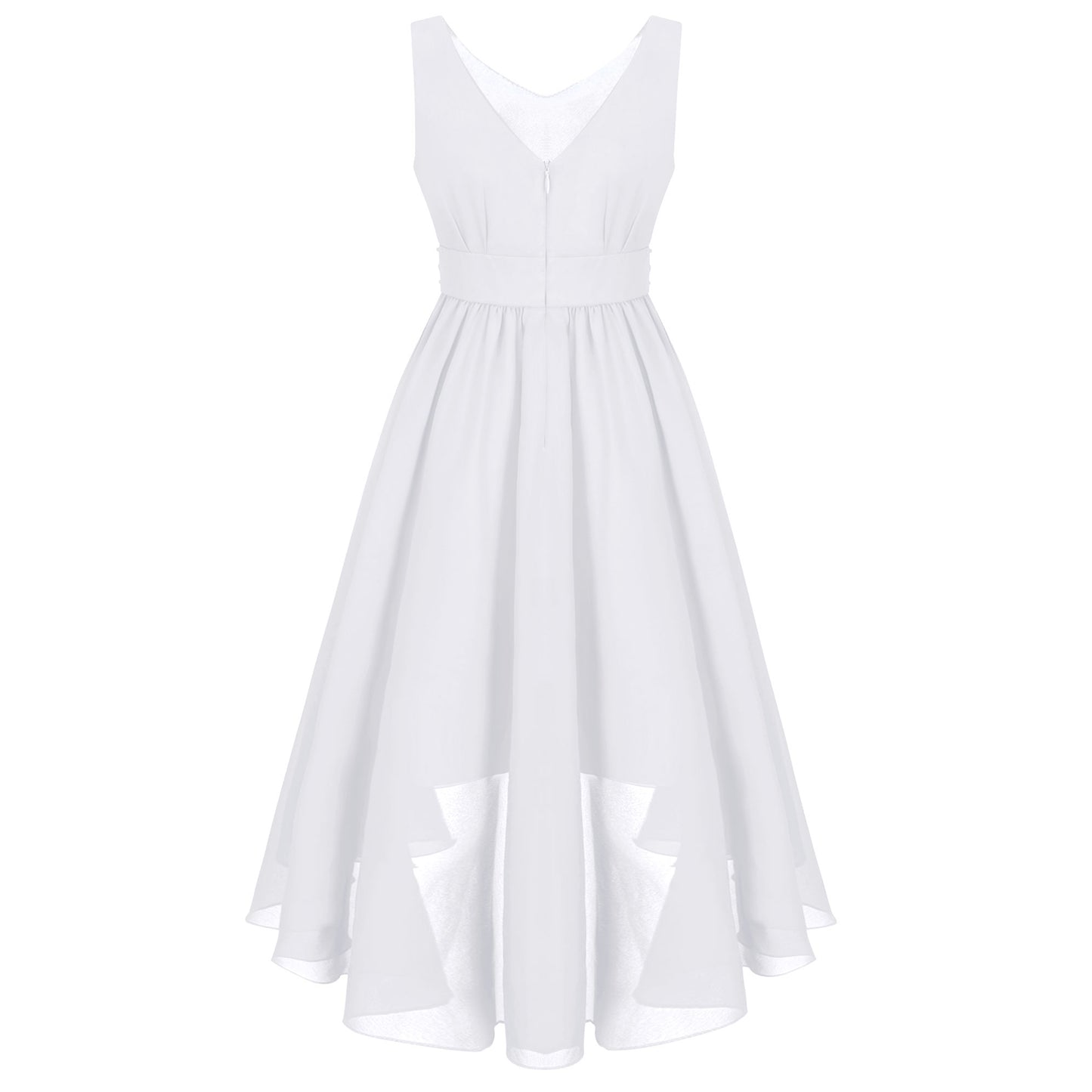 Girls’ Beaded Hi-Low Chiffon Dress – Flower Girl & Party
