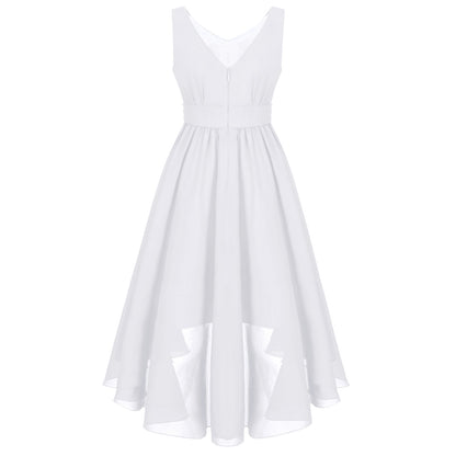 Girls’ Beaded Hi-Low Chiffon Dress – Flower Girl & Party