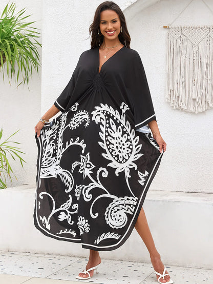 Women’s Flowing Caftan Cover-Up – Beach & Poolside Elegance