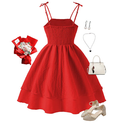 Girls’ Tiered Sling Dress – Sleeveless, Stretch Waist (8Y–12Y)