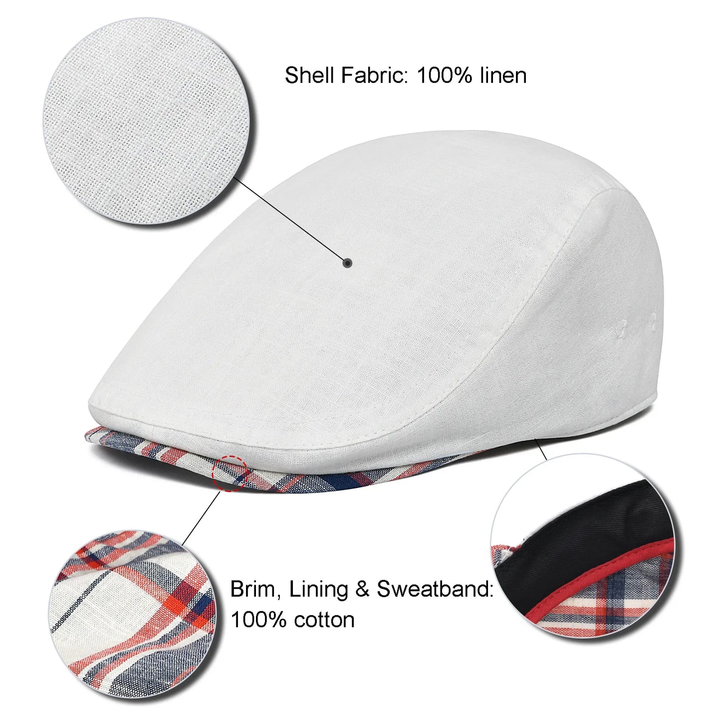 Men's Linen Flat Cap – Lightweight Newsboy Style
