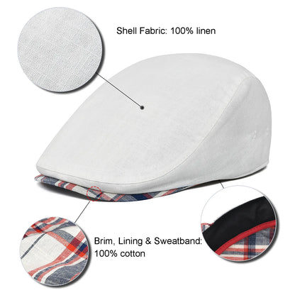 Men's Linen Flat Cap – Lightweight Newsboy Style