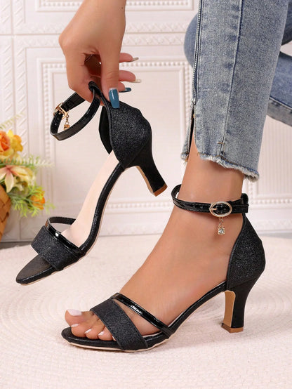 Women’s Open-Toe Heeled Sandals – Ankle Strap, Party Style