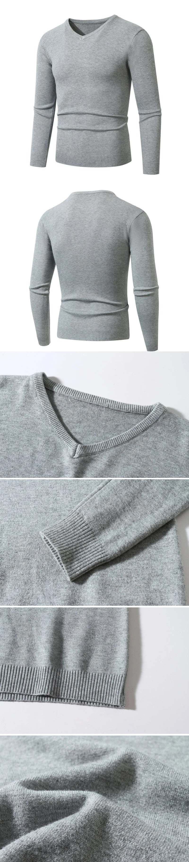 Men’s V-Neck Knit Pullover Sweater – Lightweight Long Sleeve