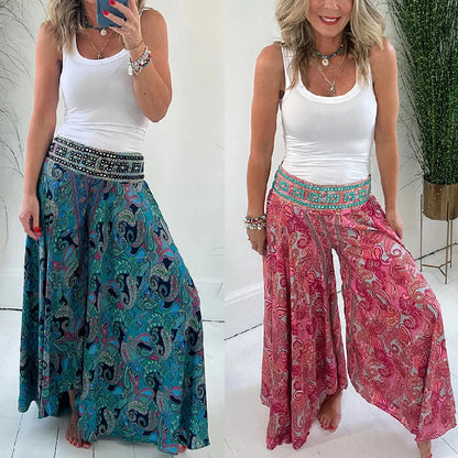 Women’s Floral Wide-Leg Pants – Boho Vacation Style