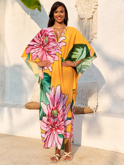 Women’s Flowing Caftan Cover-Up – Beach & Poolside Elegance