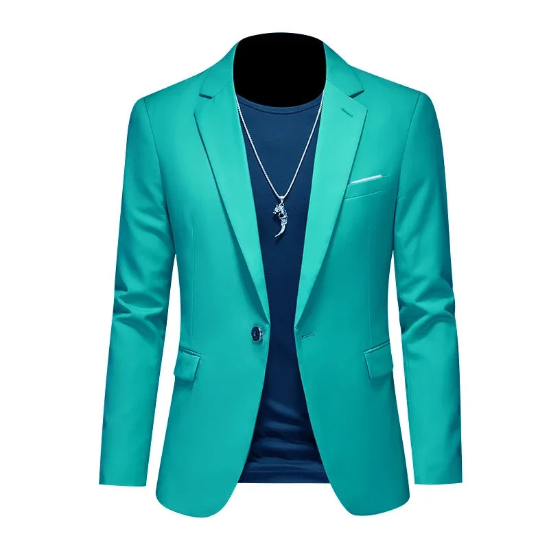 Men’s & Teens Solid Color Single-Button Blazer – Formal & Semi-Formal