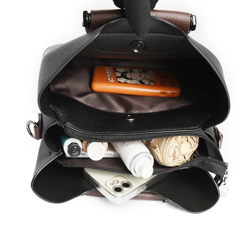 Elegant Pattern Tote – Kangaroo Brown Shoulder Handbag with Braided Handle