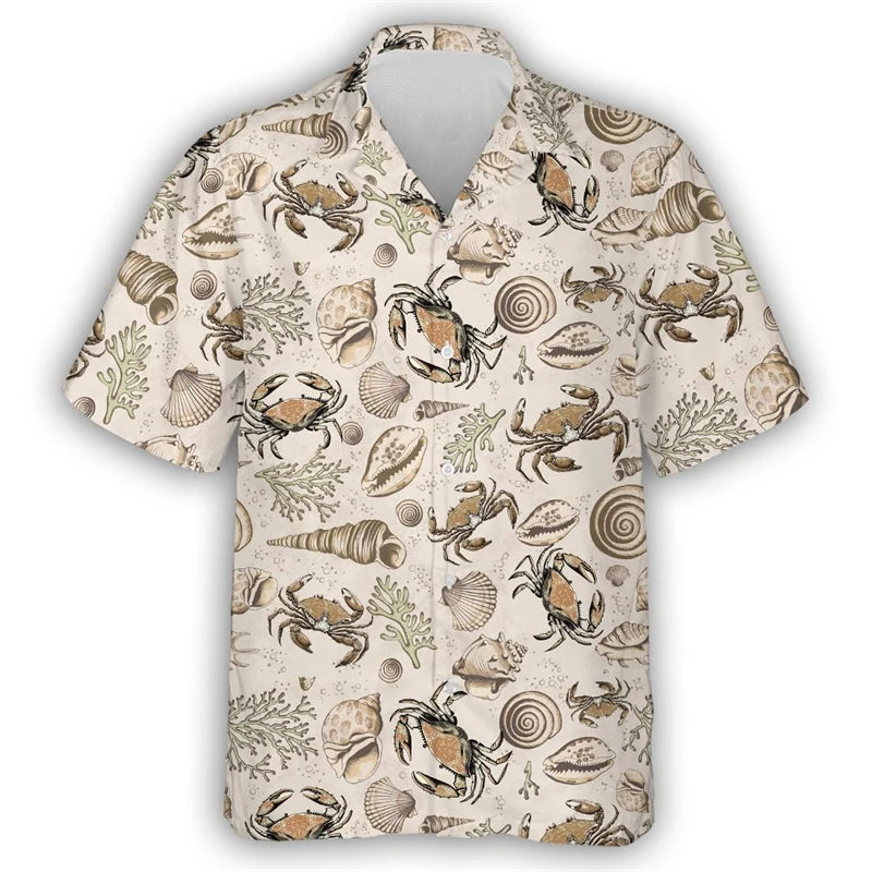 Men’s & Teens’ Coastal Print Button-Up Shirt – Vacation Ready