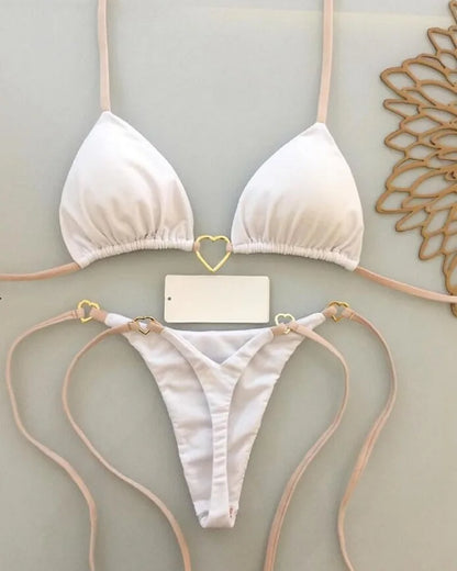 Halter Solid Triangle Bikini Set