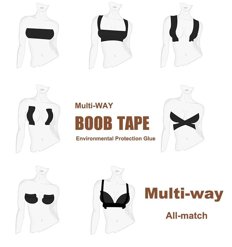 Invisible Lift Boob Tape & Nipple Covers Set – Strapless Support