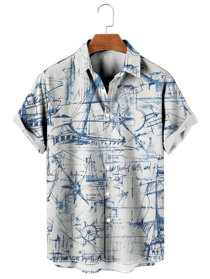 Men’s & Teens’ Printed Button-Up Shirt – Short Sleeve, Lightweight