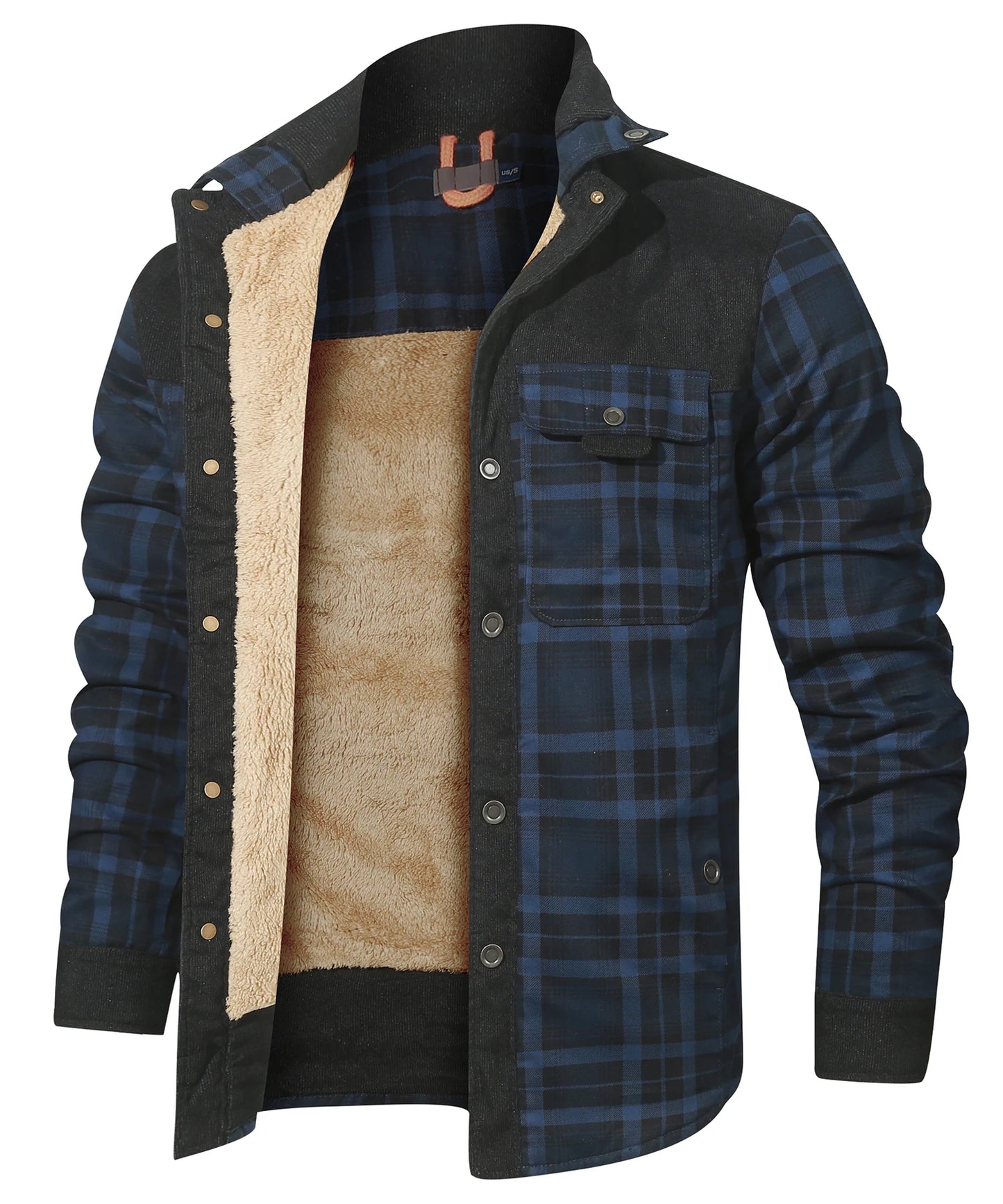 Men's Jackets Winter Windproof Warm Casual Bomber Coat Plaid Sherpa Lined Flannel Outdoor Classic Jacket Men US Size