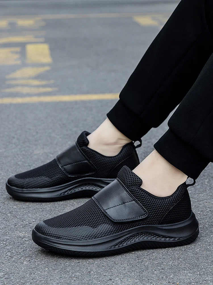 Men’s Wide Fit Walking Shoes – Adjustable Comfort Sneakers – Gray – 48