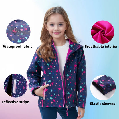 Girls' Polar Fleece Hooded Winter Jacket