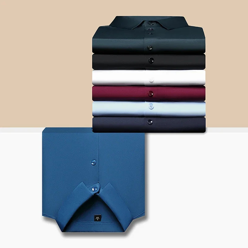 Men’s Ultra-Stretch Long-Sleeve Shirt – Silky Feel, Smart Casual Fit