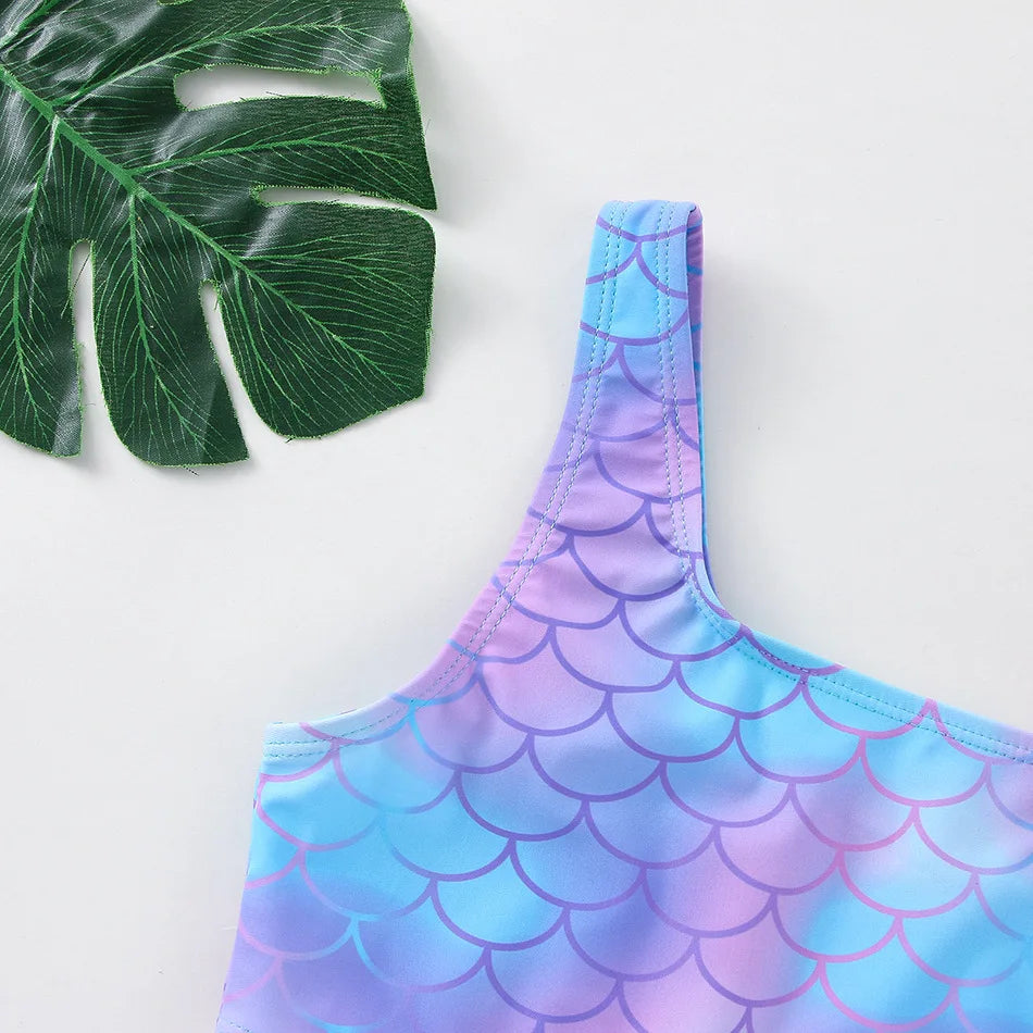 UV Baby Girl Swimsuit Two Piece Swimming Jumpsuit Ruffles Bathing Suit Summer Sleeveless Kids Swimwear for Girls 3-10 Years