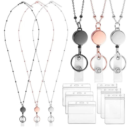 Stainless Steel Beaded Retractable Cruise Lanyard – Waterproof ID Badge Holder