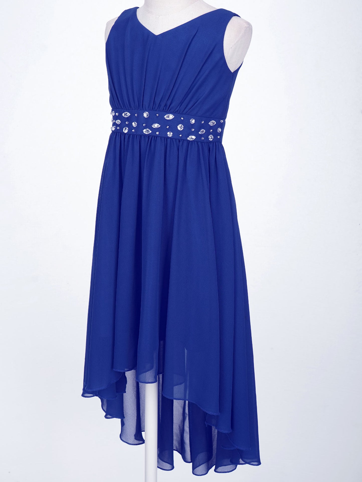 Girls’ Beaded Hi-Low Chiffon Dress – Flower Girl & Party