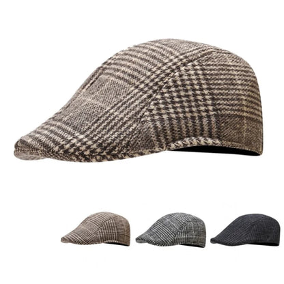 Men’s Plaid Newsboy Cap – Warm, Casual, One Size