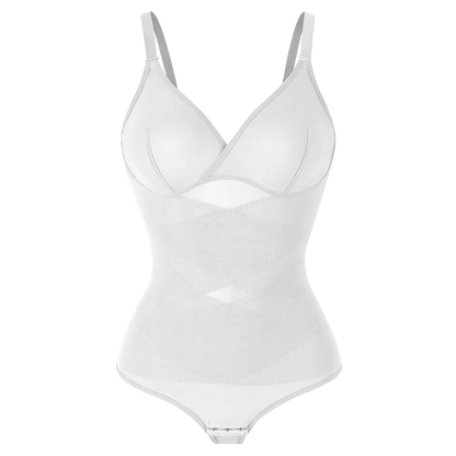 Women's Cross-Back Mesh Shapewear Bodysuit – Slimming Fit, Tummy Control