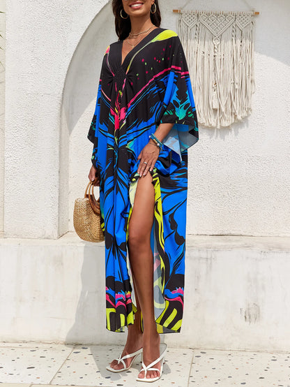 Women’s Flowing Caftan Cover-Up – Beach & Poolside Elegance