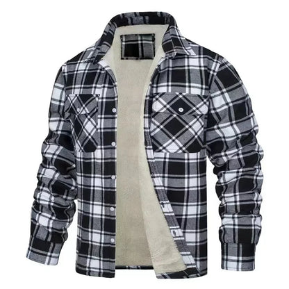 Men’s Fleece-Lined Plaid Jacket – Casual Flannel Work Coat (S–5XL)
