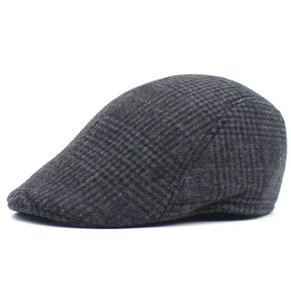 Men’s Plaid Newsboy Cap – Warm, Casual, One Size