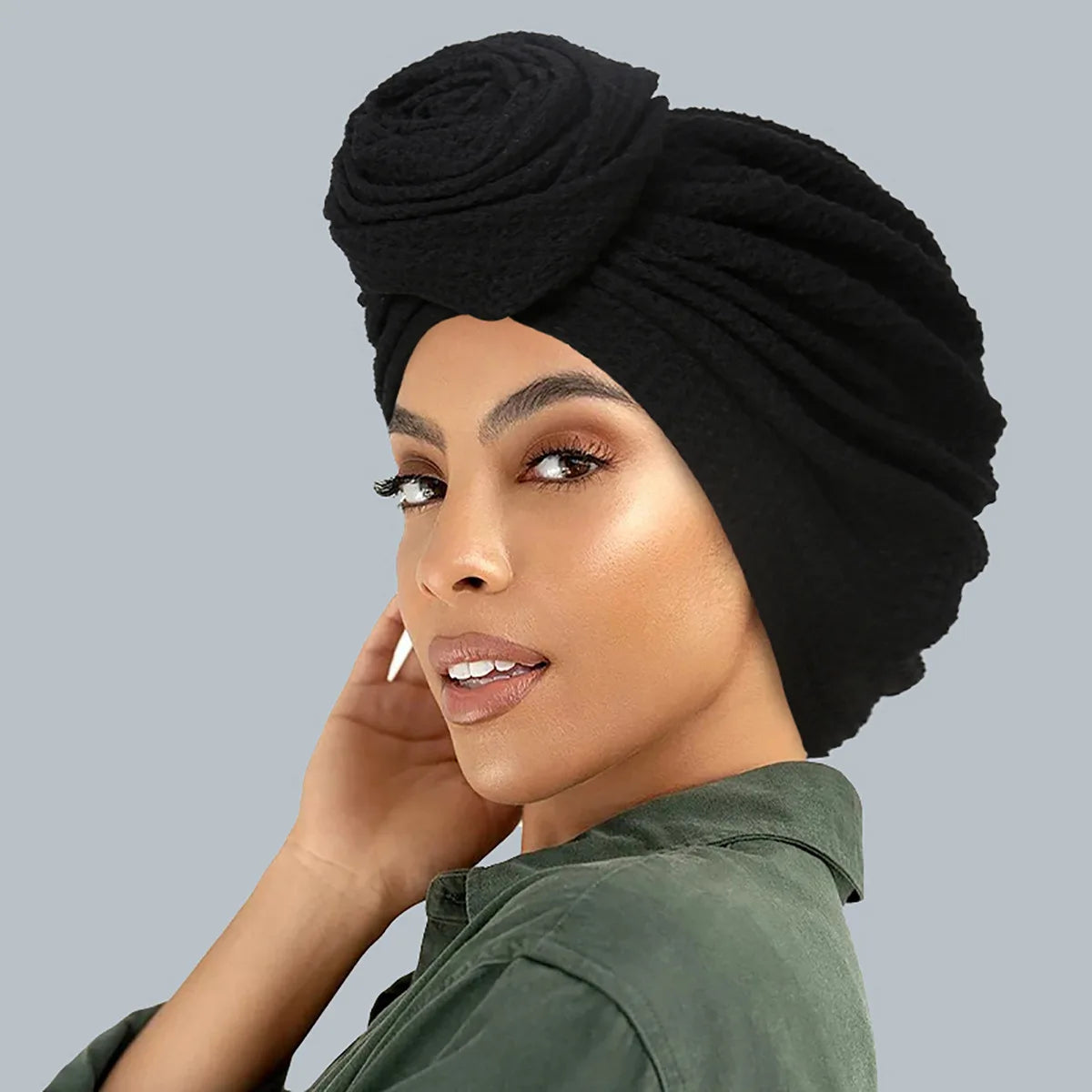 Women’s Soft Stretch Turban Head Wrap – Flower Knot, Slip-On - The Dock Drop