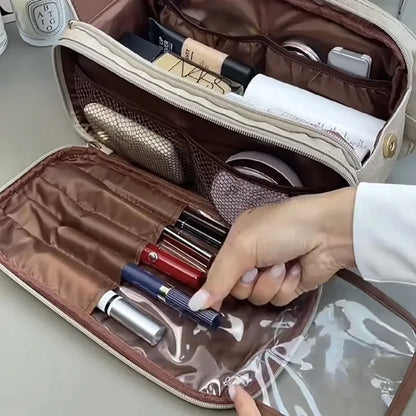 Large Travel Makeup Organizer Bag – Double Zipper Storage