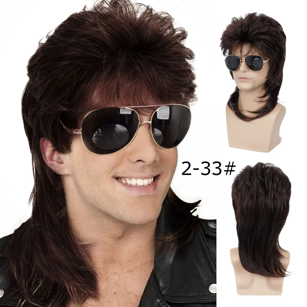 Retro Mullet Costume Wig – Long, Straight