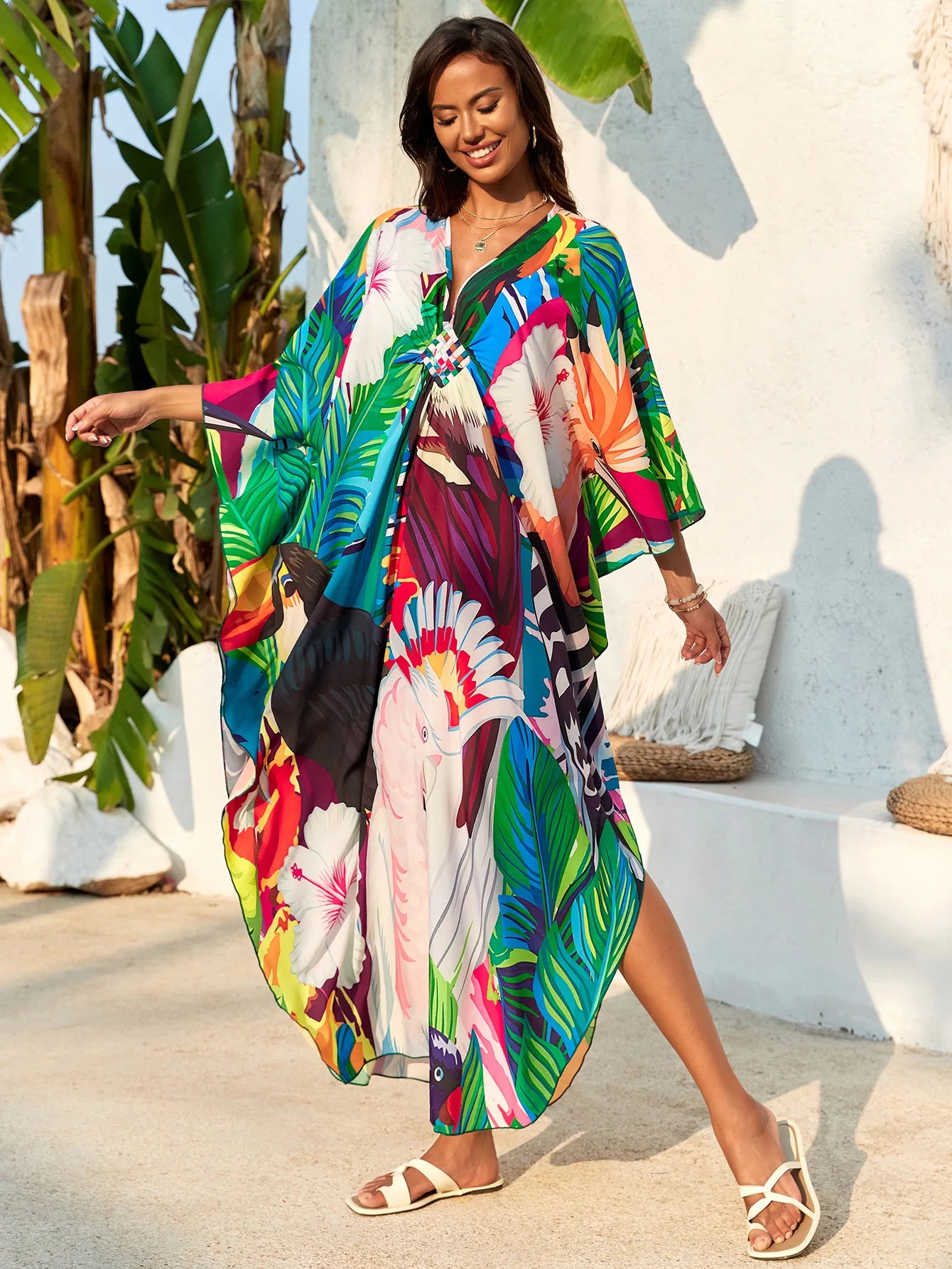 Women’s Flowing Caftan Cover-Up – Beach & Poolside Elegance