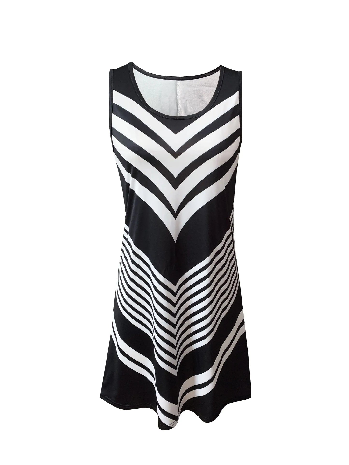 Women’s Chevron Sleeveless Dress – A-Line, Knee Length