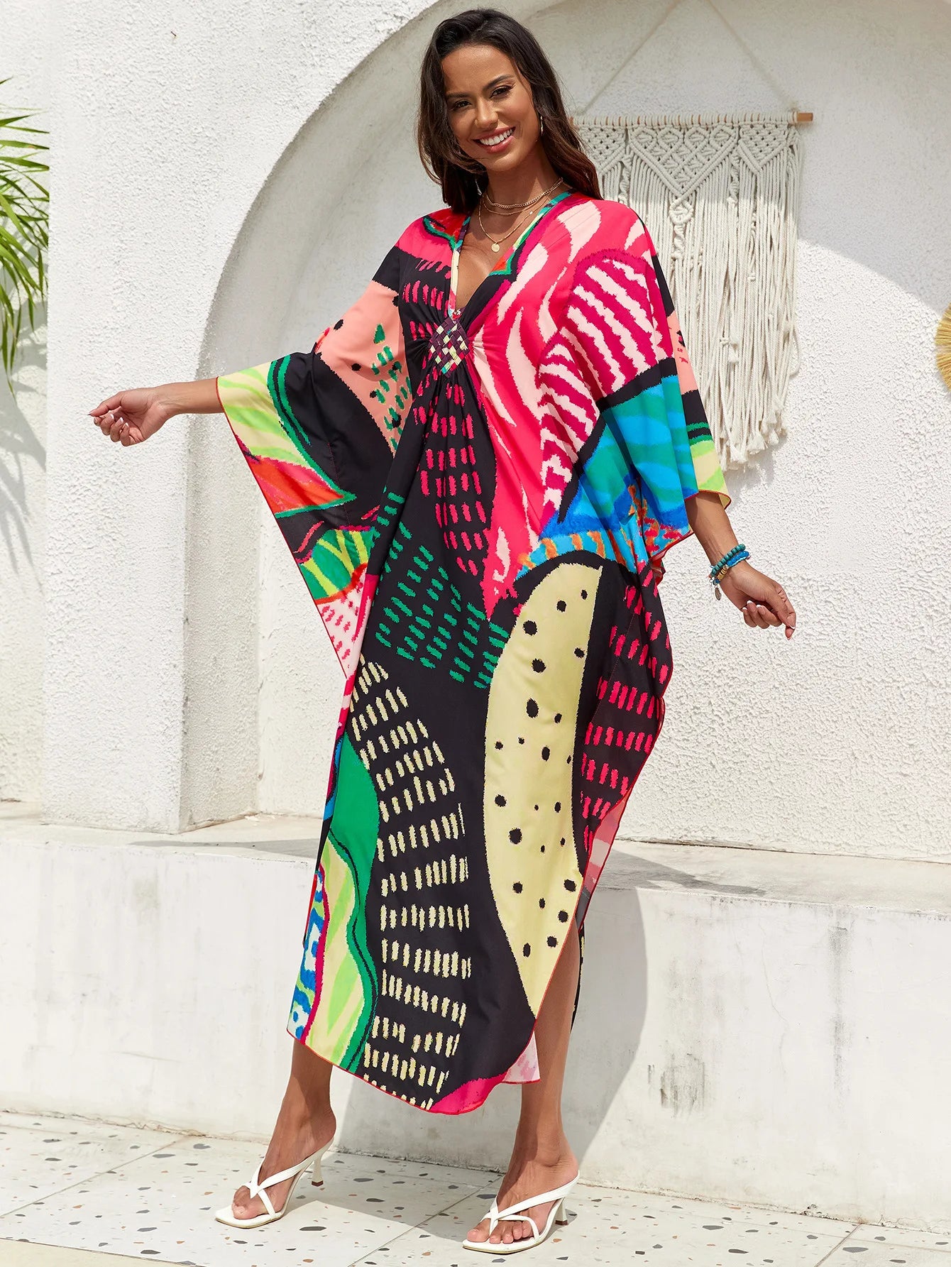 Women’s Flowing Caftan Cover-Up – Beach & Poolside Elegance