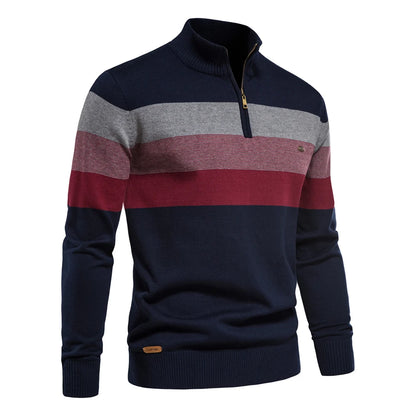 Men’s Quarter-Zip Mock Neck Knit Pullover – Long Sleeve