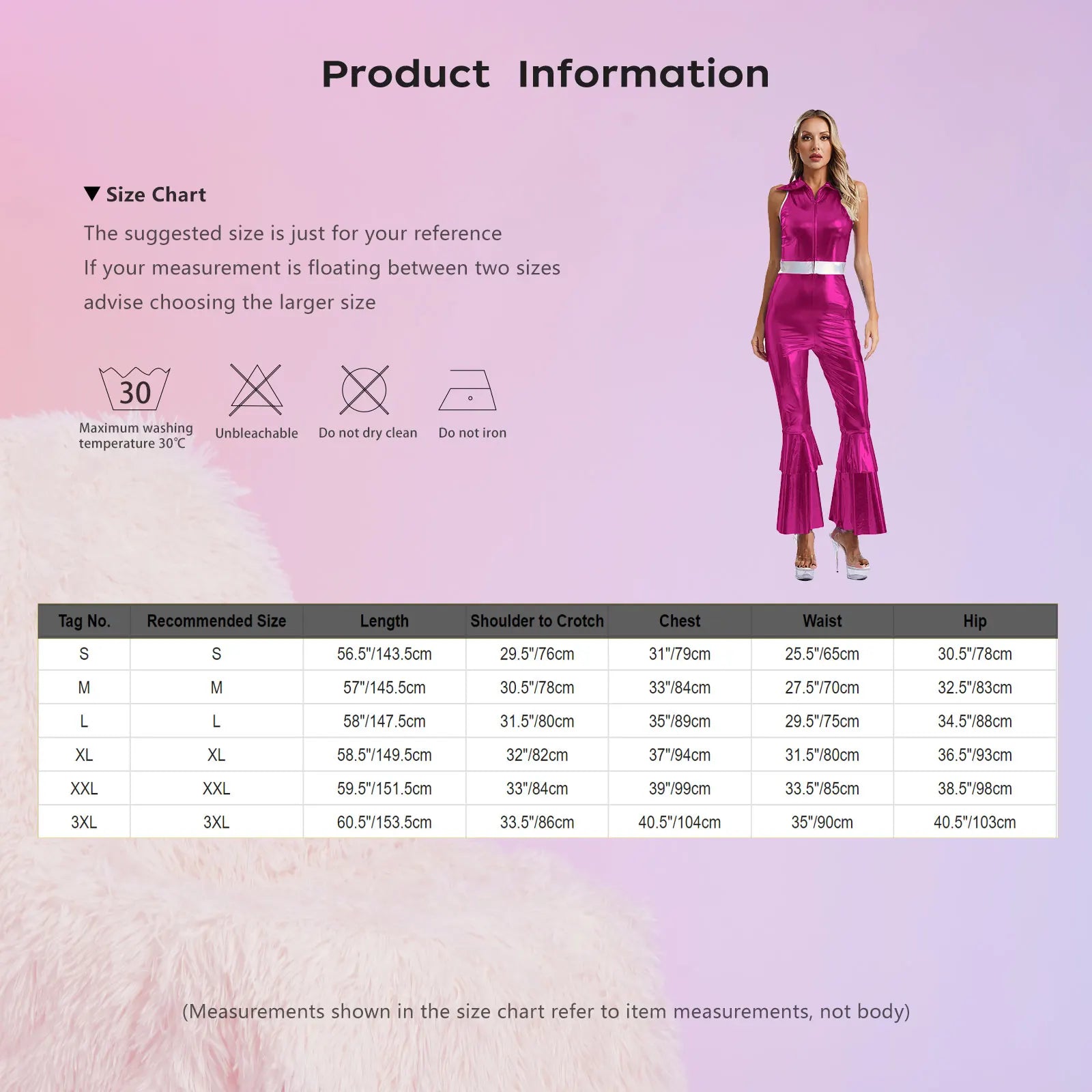 Women’s 70s Metallic Disco Jumpsuit – Sleeveless High – Waist Flared Costume – Black – S