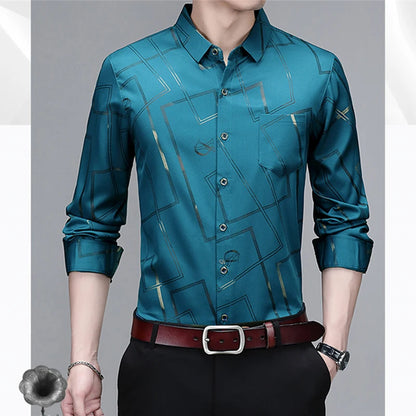 Men's Casual and Fashionable Long Sleeved Printed Shirt, Non Ironing and Wrinkle Resistant Business Top - The Dock Drop